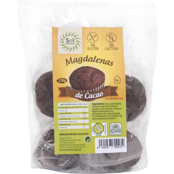 Solnatural Magdalenas Sans Gluten Super-choc 5/u 190 G