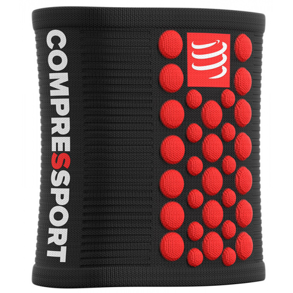 Compressport Muñequeras Sweatbands 3D Dots Negro - Rojo