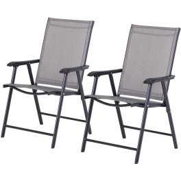 Outsunny Conjunto De 2 Sillas Plegables Para Jardín O Terraza Gris Carga 100kg 58x64x94cm