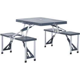 Outsunny Mesa Maleta De Camping Plegable Portátil 4 Asientos Y Agujero Sombrilla Estructura Aluminio Playa Picnic 136x845x66 Cm