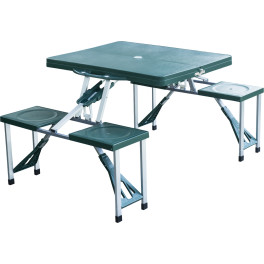 Outsunny Mesa De Camping Plegable Con 4 Asientos Y Agujero Para Sombrilla Con Estructura De Aluminio Para Playa Y Picnic - 84.5x