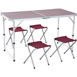Outsunny Mesa Maleta De Aluminio 4 Taburete Plegable Portátil Para Acampada Picnic Jardín Terraza Conjunto Muebles Exterior Al