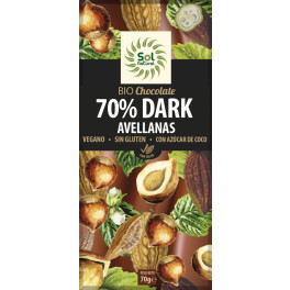 Solnatural Tablet Chocolate Amargo 70% Avelã Bio 70 G