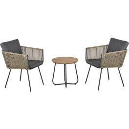 Outsunny Conjunto De Muebles De Ratán 1 Mesa Redonda Y 2 Sillas Butaca Con Cojines Acolchados Para Jardín Balcón Terraza Acer