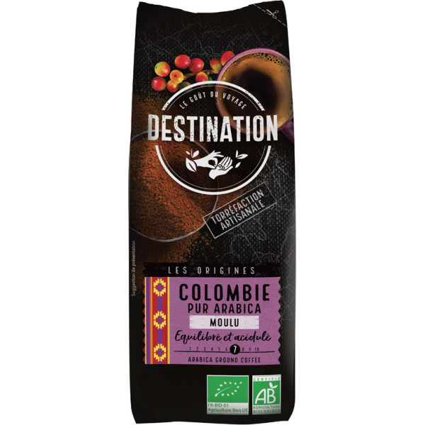 Destination Café Moulu Colombie 100% Arabica Bio 250 Gr
