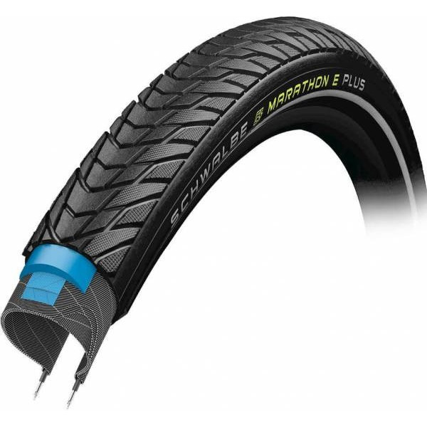 Pneu Schwalbe Marathon E-plus 28x1.75 Hs498 Perf Twinskin Smart Dualg. Addix Rig. Noir réf.47-622