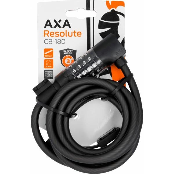 Axa Câble Cadenas Resolute C8 Cadenas à combinaison 180 Cm X 8 Mm Noir