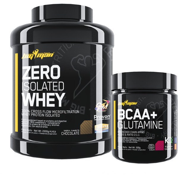 Pack BigMan Zero Whey Protein Isolate 2 kg (4,4 Lbs) + BigMan BCAA + Glutamina 300 gr