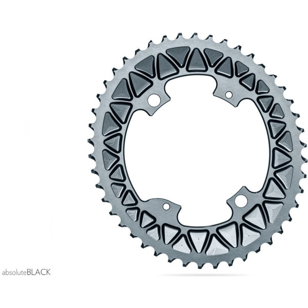 Absolute Black Oval Road Chainring 110/4 Bcd 2x Asymmetric Shimano 9100/8000 Grey 53t