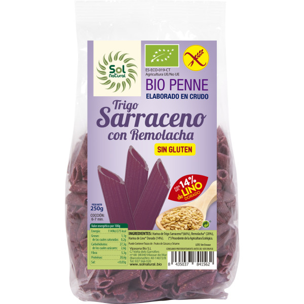 Solnatural Penne T.sarrasin Betterave-lin Bio S/g 250 G