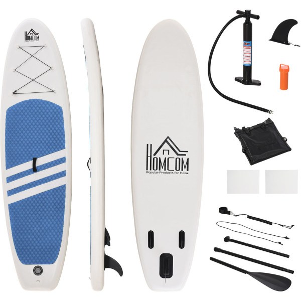 Homcom Tabla De Paddle Surf Hinchable Con Remo Ajustable Almohadilla Antideslizante Y Accesorios Completos Carga Máx. 120 Kg 30