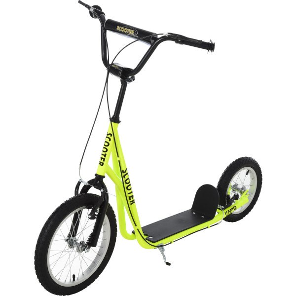 Homcom Scooter Patinete Para Niños Mayores De 5 Años Con 2 Neumáticos De Caucho Inflable Con Doble Freno Manillar 135x58x88-9