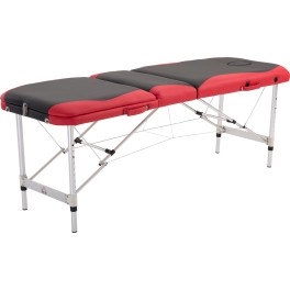 Homcom Camilla De Masaje Acolchada De Aluminio Plegable Y Portátil Para Tatuaje Fisioterapia Deporte 185x60cm Negro Y Rojo