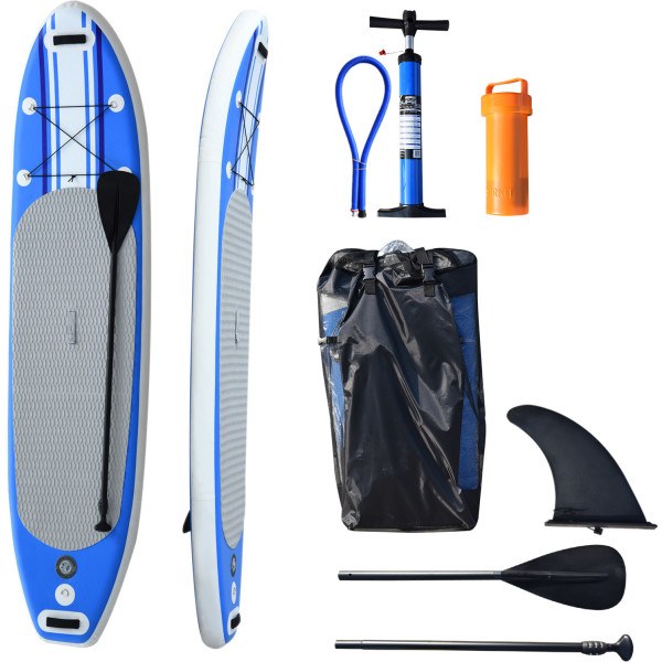 Homcom  ® Tabla De Paddle Surf Hinchable Con Remo Ajustable Y Bomba 305x76x15cm Con 3 Aletas Kit De Reparación Bolsa De Transp