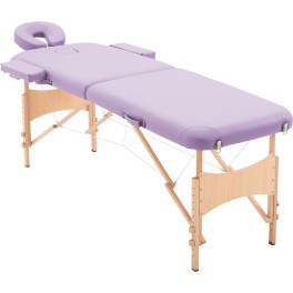 Homcom Camilla De Masaje Acolchada De Madera Plegable Y Portátil Para Tatuaje Fisioterapia Deporte 182x60cm Morado