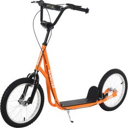 Homcom Scooter Patinete Para Niños Mayores De 5 Años Con Manillar Ajustable En Altura 2 Neumáticos Con Doble Freno 139x58x90-