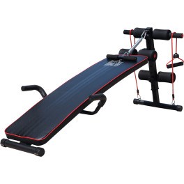 Homcom  ® Banco De Musculación Multifuncional Para Fitness Carga 120kg Con 2 Cuerdas Y 1 Tirador De Resorte