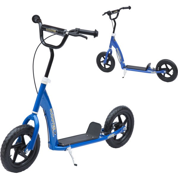 Homcom  ® Patinete Scooter 2 Ruedas Manillar Ajustable Azul 120x52x80-88cm