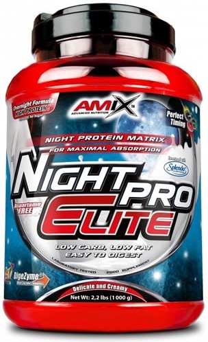 Amix Nightpro Elite 1 Kg - Baixo Teor De Gordura E FáCil De Digerir / MáXima AbsorçãO Gosto Morango-image
