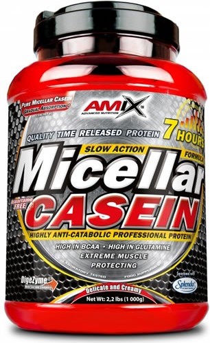 Amix Micellaire CaseïNe 1 Kg - Sustained Release Protein + Draagt Bij Aan Het Vergroten Van De Vetvrije Spiermassa Smaak Aardbei-image