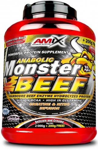 Amix Monster Beef 2 Kg + 200 Gr - ProtÃ©Ine De BÅ“Uf / Contient Des Bcaa Et De La Glutamine - Favorise L'anabolisme Musculaire, L'absorption Rapide Et-image