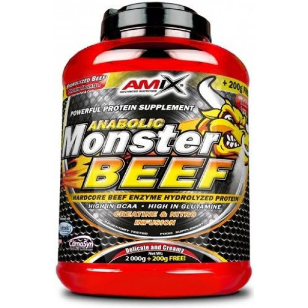 Amix Monster Beef 2 Kg + 200 Gr - Proteína de Ternera / Contiene BCAA y Glutamina  - Favorece el Anabolismo Muscular, Rápida y Total Absorción
