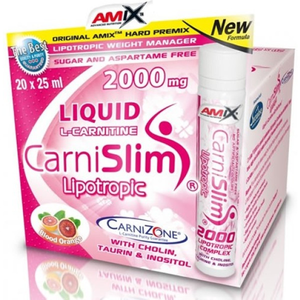 Amix Carnislim Lipotropic 2000 20 ampoules x 25 ml - Contient Choline, Taurine et Inositol
