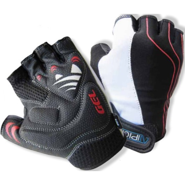 Gants De Vélo Atipick Stripe Gel Technology Noir/Rouge/Blanc