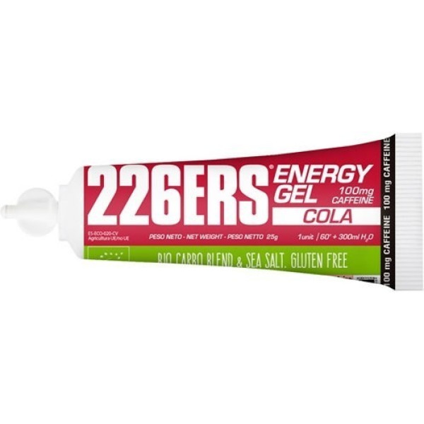 226ERS ENERGY GEL BIO 1 x 25GR 100mg CAFFEINE COLA*: Energy Gel with 100mg of Caffeine - Gluten Free, Vegan and Organic - Take Before or During Exercise - Activates and Gives Energy