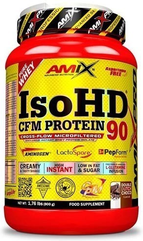 Amix Pro Iso Hd Cfm Protein 90 800 Gr - FÃ³Rmula De ProteÃ­Na Aislada De Suero / Recuperador Muscular, Muy Baja En Grasas Y AzÃºCares Sabor Doble Choc-image