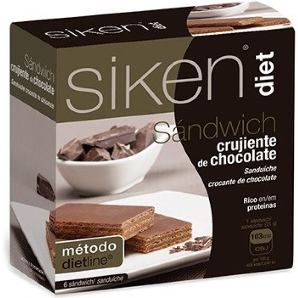 Sanduíche Crocante de Chocolate Siken Diet 6 unidades x 21 gr