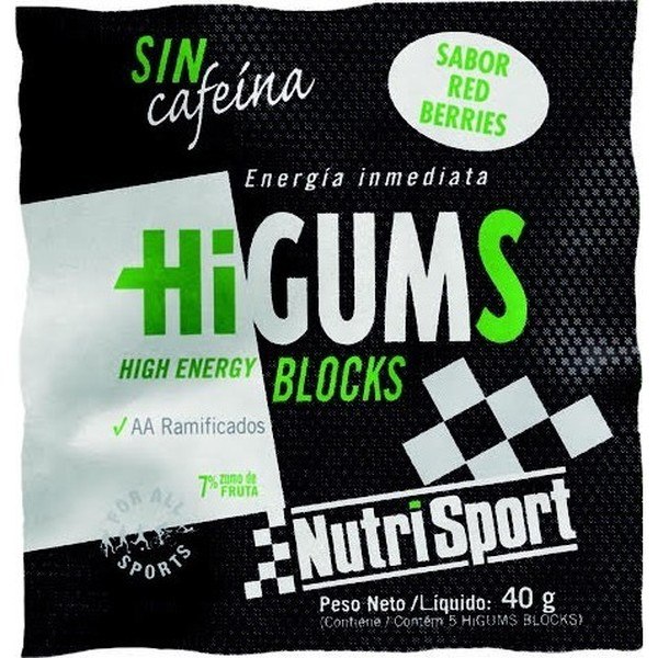 Nutrisport HiGums High Energy Caffeine Free 20 saquinhos x 40 gr (100 Gomas)
