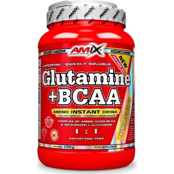 Amix Glutamine + BCAA 1000 Gr - Voedingssupplement bevordert prestatieverbetering + Bevat BCAA-aminozuren