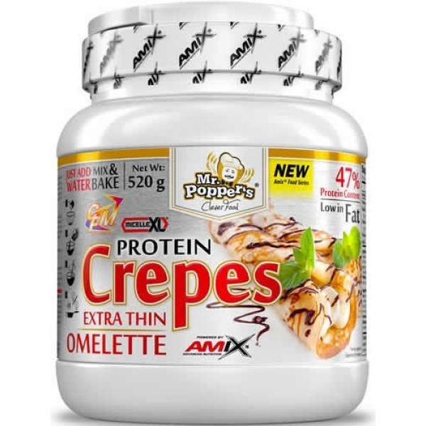 Amix Protein Crepes Mr Poppers 520 Gr - Ideal for Preparing Pancakes and Crepes / With CFM Isolated and Concentrated Protein
