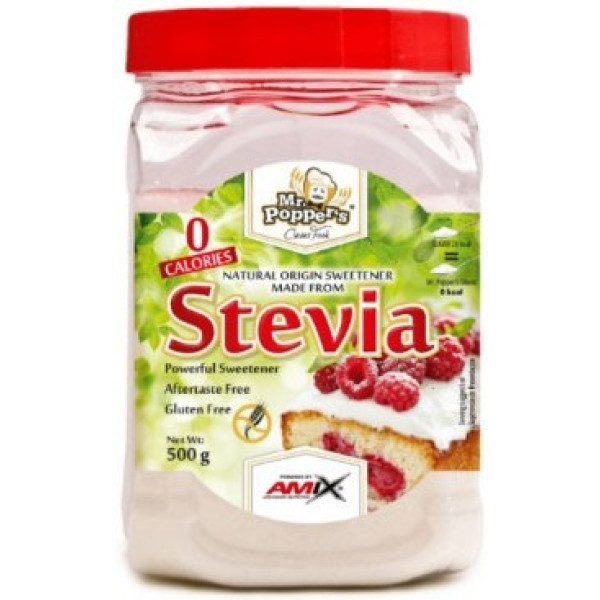 Amix Stevia Mr. Poppers 500 Gr - Natu00fcrliches Su00fcu00dfstoffprodukt ohne Kalorien / Aromen ohne Zucker.