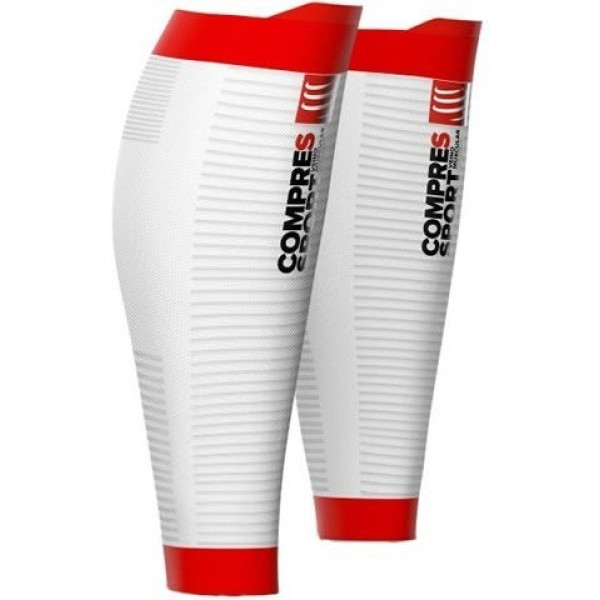 Compressport Perneras de Compresion R2 V2 Oxygen Blanco Rojo 