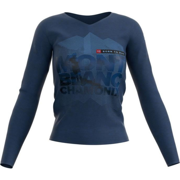 Compressport Training Tshirt LS Camiseta Manga Larga Mujer Mont Blanc Azul