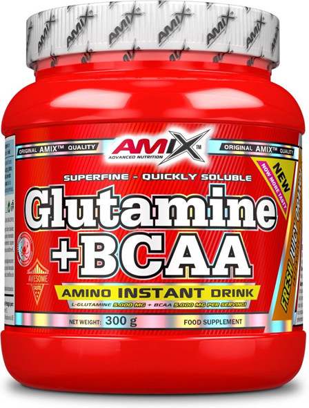 Amix Glutamina + Bcaa 300 Gramas AminoÃ¡Cidos - Retarda A Fadiga E Acelera A RecuperaÃ§Ã£O Gosto Rabo-image