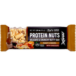 Amix Protein Nuts Bar 1 bar x 40 Gr - Bar with Mixed Nuts / Source of Fiber, High Protein Content Healthy Snacks