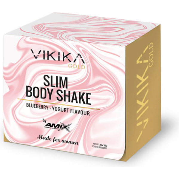 Vikika Gold by Amix - Slim Body Shake 30 sachets X 30 gr - 900 Gr Low Fat Protein Shake, Verrijkt met L-Glutamine