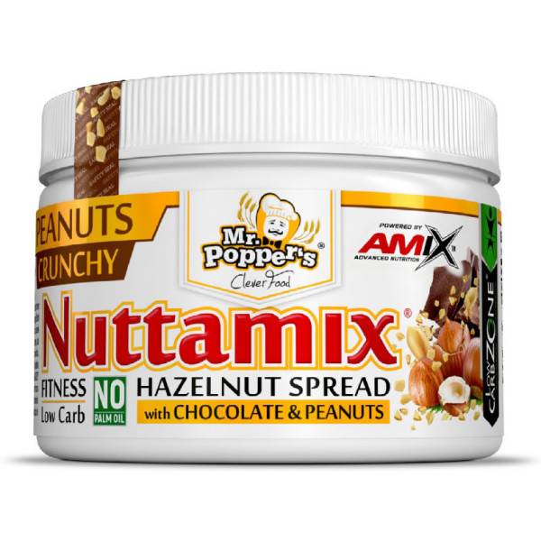 Amix Protein Nuttamix Crunchy Peanuts Mr Poppers - Crème Chocolat et Noisette 250 gr