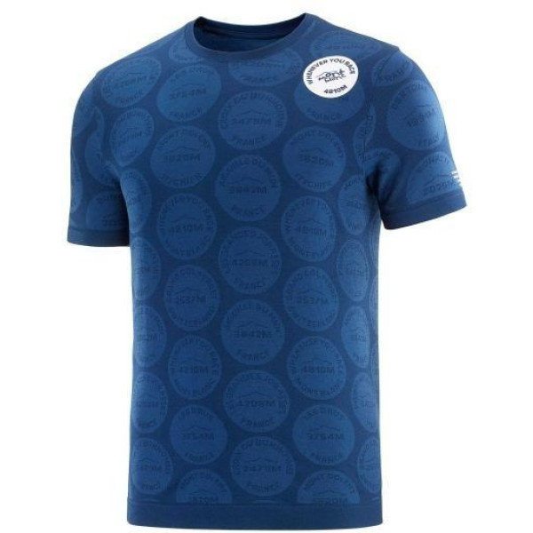 Compressport Camiseta Training Tshirt Ss Badges - Mont Blanc 2020 Azul