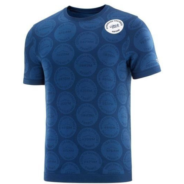 Compressport T-Shirt Training Tshirt Ss Badges - Mont Blanc 2020 Bleu