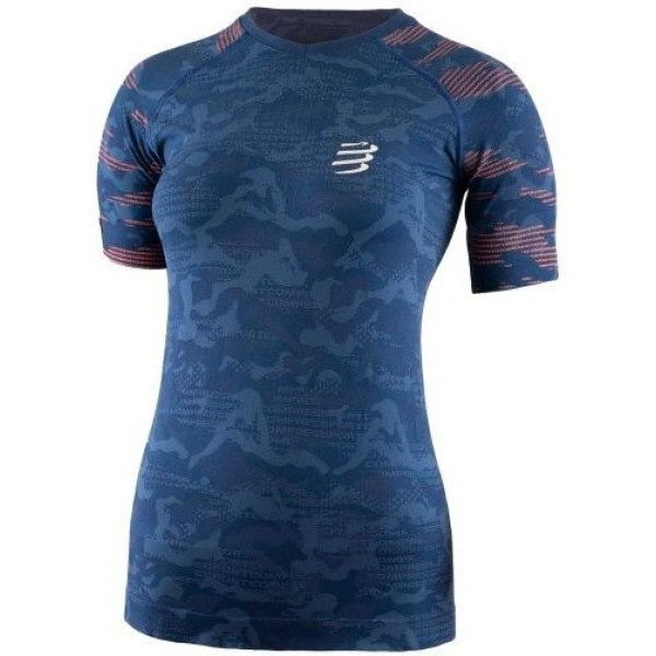 Compressport Camiseta Training Tshirt Ss Mujer - Camo Neon 2020 Azul