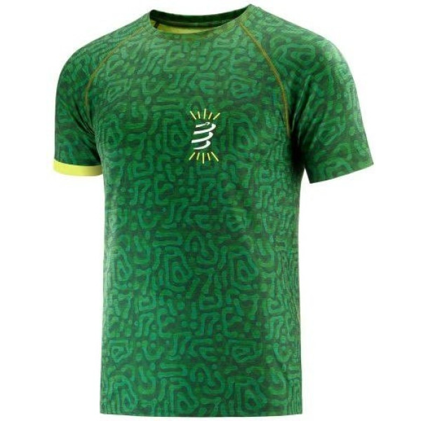 Compressport Camiseta Training Tshirt Ss - Camo Neon 2020 Verde