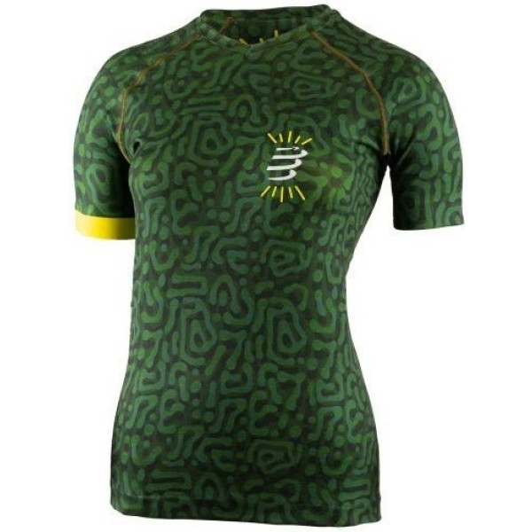 Compressport Camiseta Training Tshirt Ss Mujer - Camo Neon 2020 Verde