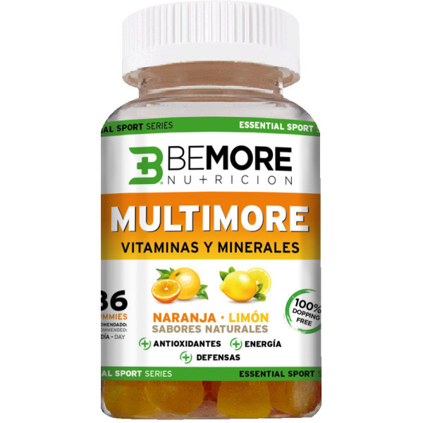 Bemore Nutricion  Multivitamínico Naranja – Limón Con Jalea Real. Sin Azúcar. Sin Gluten. 86 Gummies