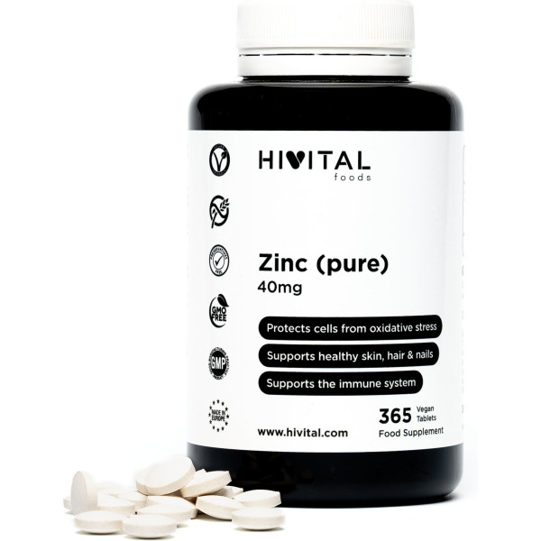 Hivital Zinc Puro 40 Mg De Gluconato De Zinc  365 Comprimidos Para Un Año