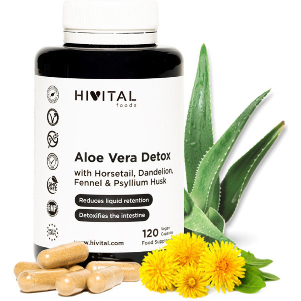 Hivital Aloe Vera Detox  120 Cápsulas Veganas Para 4 Meses