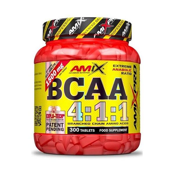 Amix Pro BCAA 4:1:1 300 onglets - Contribue à la récupération musculaire + Contient des acides aminés essentiels